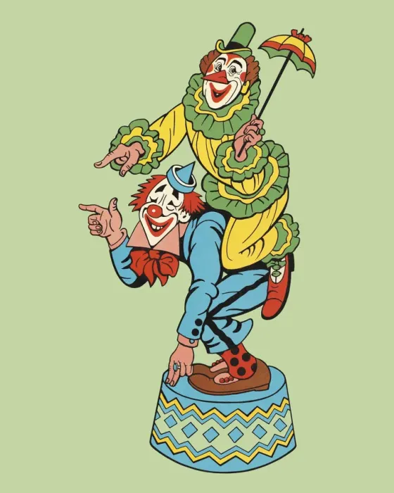 Framed Print : Two Playful Clowns