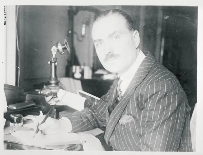 Framed Print : Playwright Cosmos Hamilton Pausing from Writing at Desk Framed Print : Playwright Cosmos Hamilton Pausing from Writing at Desk