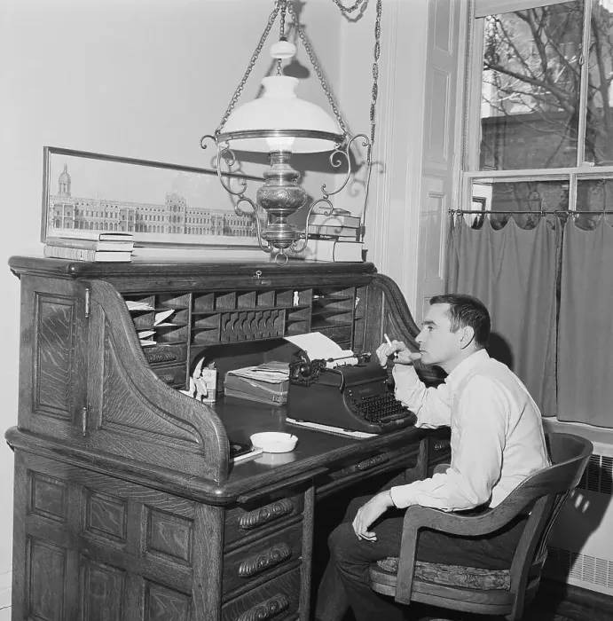 Framed Print : Playwright Edward Albee Writing at Rolltop Desk Framed Print : Playwright Edward Albee Writing at Rolltop Desk