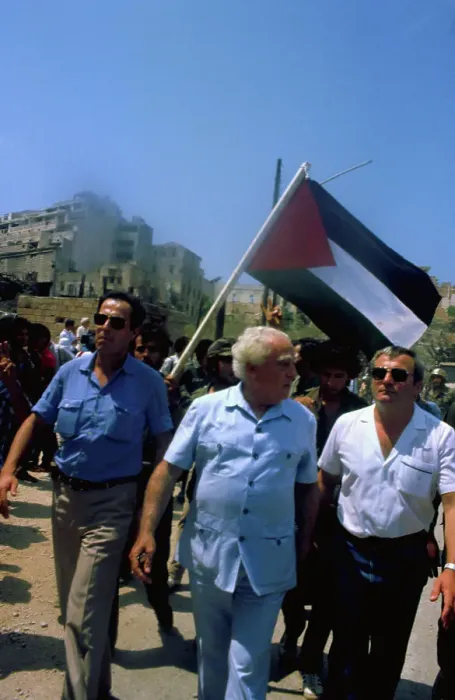 Framed Print : PLO Leaving Beirut with Flag Carrying Crowd in the Rear Framed Print : PLO Leaving Beirut with Flag Carrying Crowd in the Rear
