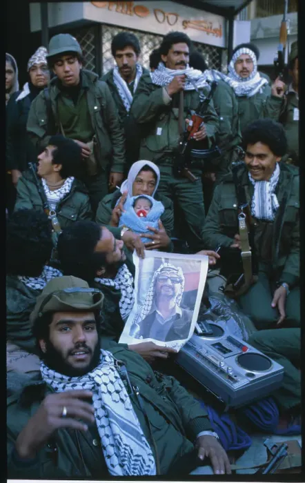 Framed Print : PLO Soldiers and Citizens Posing with Yassar Arafat Poster Framed Print : PLO Soldiers and Citizens Posing with Yassar Arafat Poster