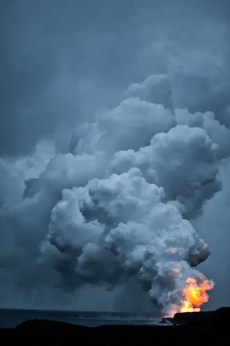 Framed Print : Aloha. A plume of smoke and steam as molten lava hits the Pacific Ocean Framed Print : Aloha. A plume of smoke and steam as molten lava hits the Pacific Ocean