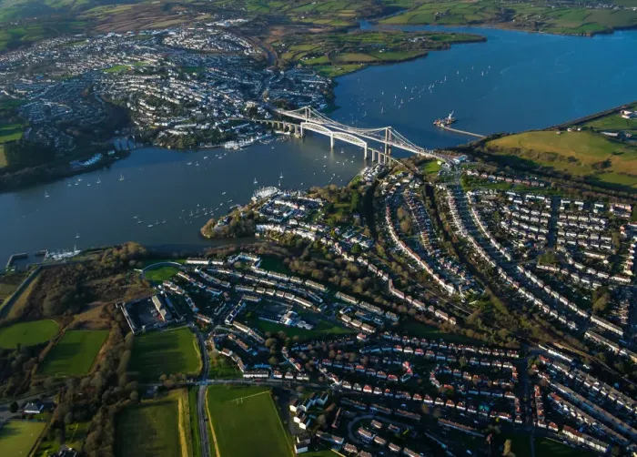 Framed Print : Plymouth and Saltash aerial