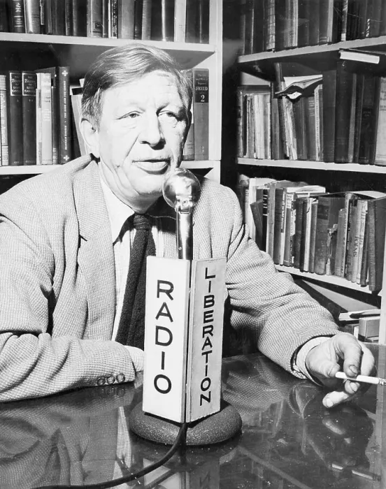 Framed Print : Poet W.H. Auden Broadcasting