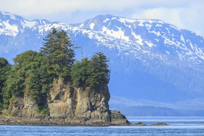 Framed Print : Point Adolphus and Icy Strait Point on sunny day, Chichagof Island, Inside Passage, Alaska, USA Framed Print : Point Adolphus and Icy Strait Point on sunny day, Chichagof Island, Inside Passage, Alaska, USA