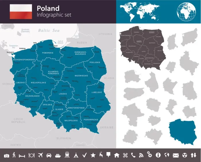 Framed Print : Poland - Infographic map - illustration Framed Print : Poland - Infographic map - illustration
