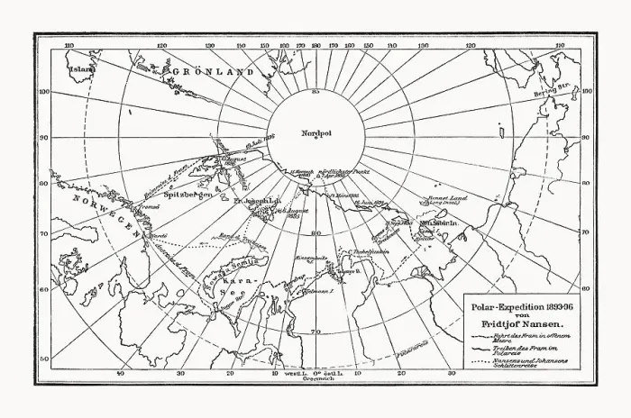 Framed Print : Polar expedition by Fridtjof Nansen, wood engraving, published in 1899 Framed Print : Polar expedition by Fridtjof Nansen, wood engraving, published in 1899
