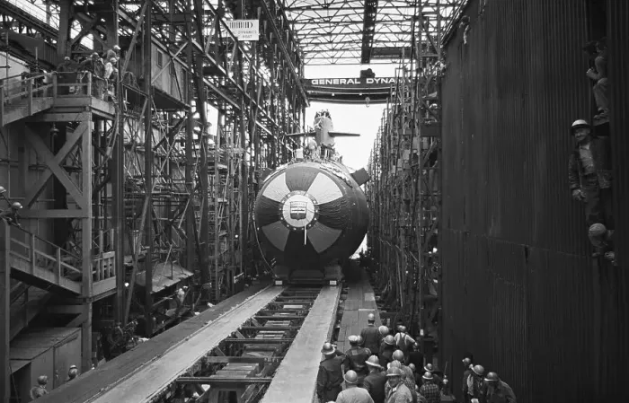 Framed Print : Polaris Submarine Being Launched Framed Print : Polaris Submarine Being Launched