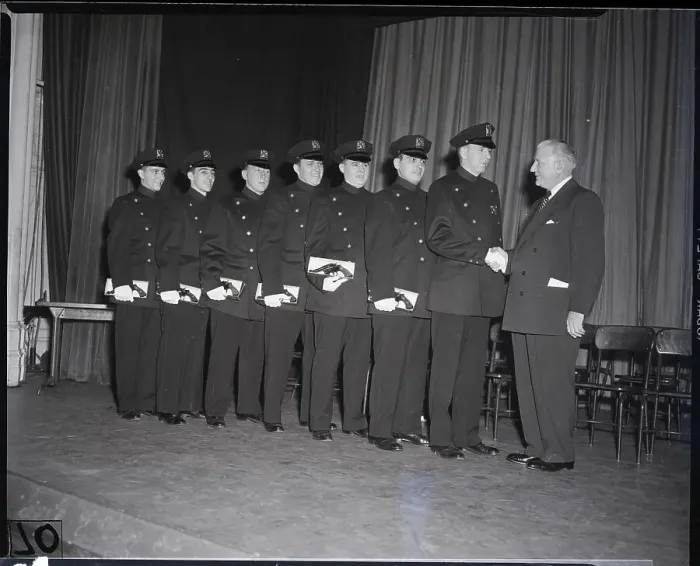 Framed Print : Police Academy Lined Up; Commissioner Framed Print : Police Academy Lined Up; Commissioner