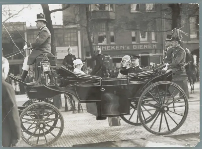 Framed Print : Police and Amsterdam Citizens Gazing at Carriage with Royal Family Members Framed Print : Police and Amsterdam Citizens Gazing at Carriage with Royal Family Members