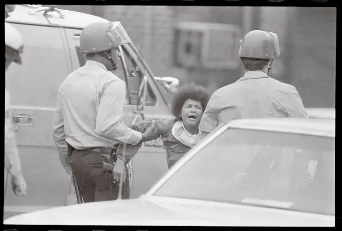 Framed Print : Police Arresting a MOVE Protester Framed Print : Police Arresting a MOVE Protester