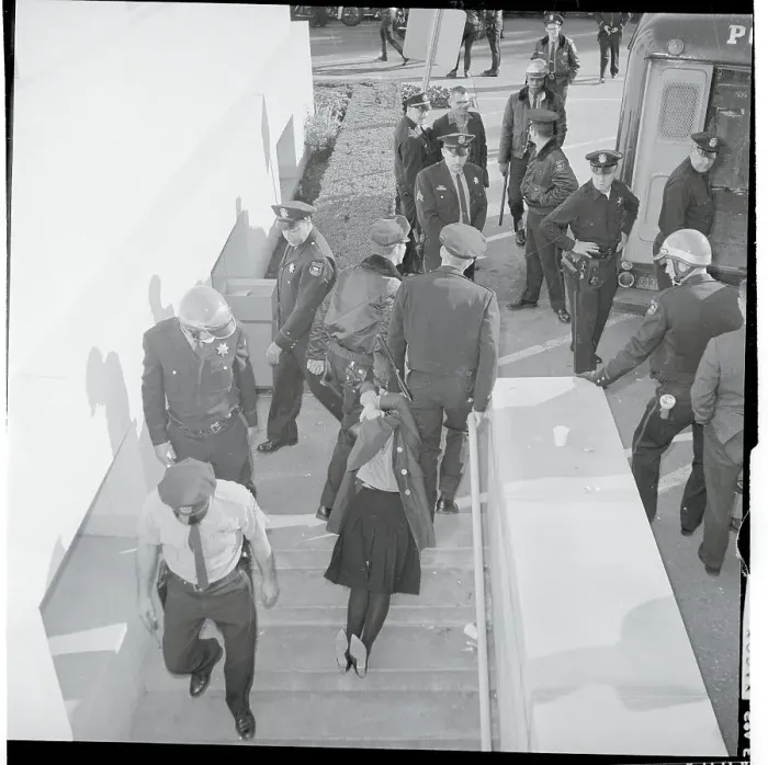 Framed Print : Police Arresting Student at Demonstration
