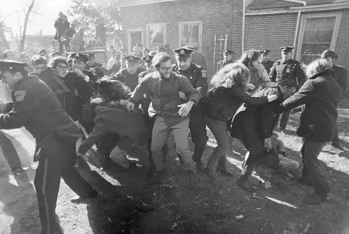 Framed Print : Police Break Up a Demonstration Framed Print : Police Break Up a Demonstration
