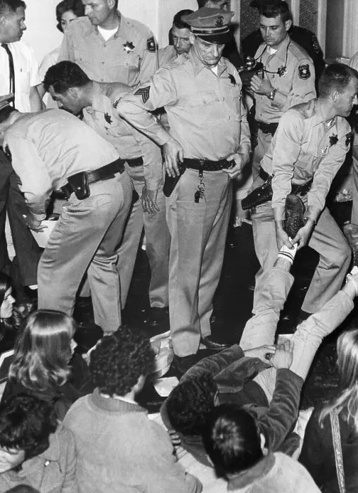 Framed Print : Police Drag Student From Sit-In Protest