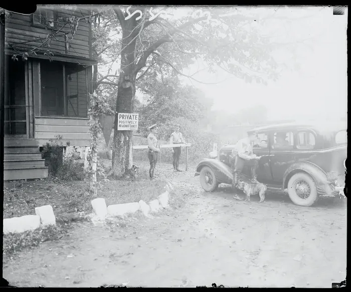 Framed Print : Police on Duty at Charles Lindbergh Home Framed Print : Police on Duty at Charles Lindbergh Home