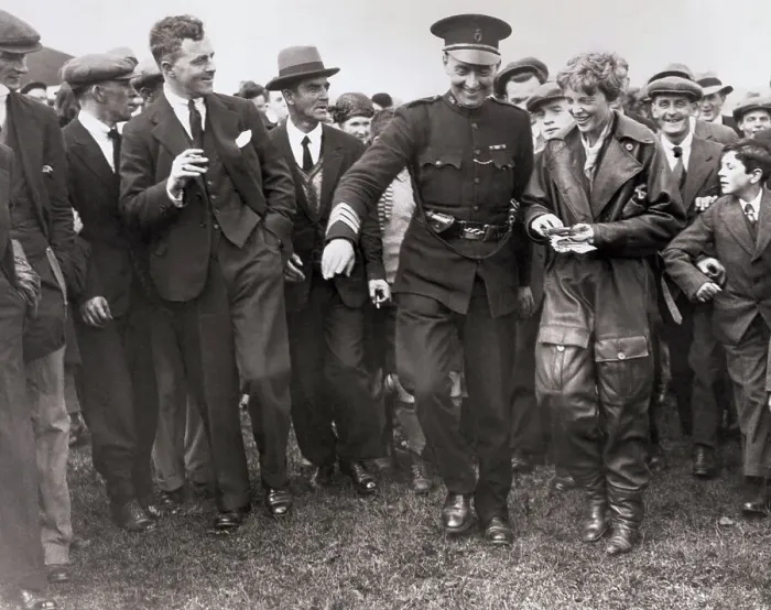 Framed Print : Police Escorting Amelia Earhart Framed Print : Police Escorting Amelia Earhart