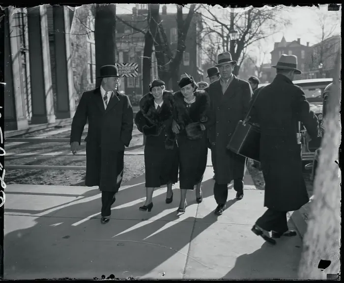 Framed Print : Police Escorting Witnesses to Hauptmann Trial Framed Print : Police Escorting Witnesses to Hauptmann Trial