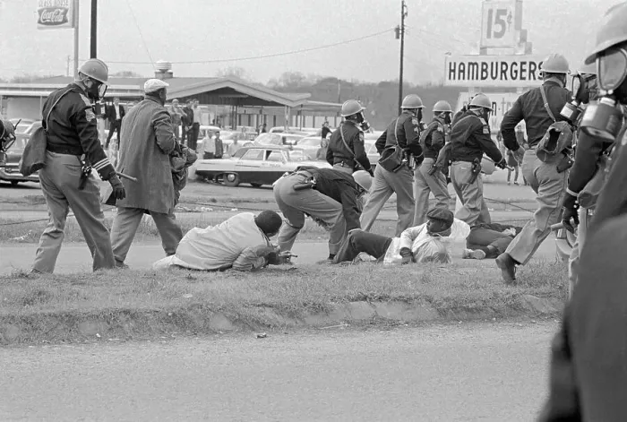 Framed Print : Police By Fallen Civil Rights Protesters Framed Print : Police By Fallen Civil Rights Protesters