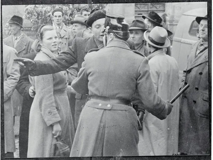 Framed Print : Police Holding Back Demonstrators Framed Print : Police Holding Back Demonstrators