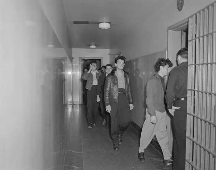 Framed Print : Police Leading Zoot-Suit Wearing Kids