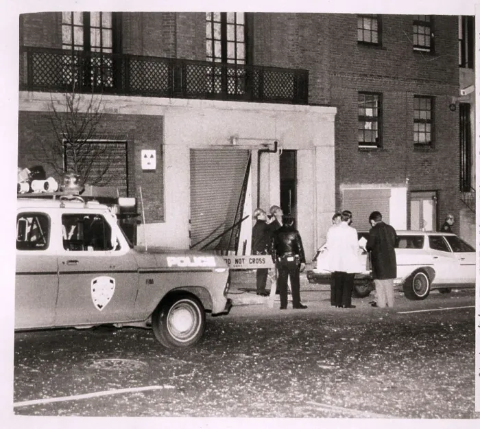 Framed Print : Police Looking at Bomb Damage Framed Print : Police Looking at Bomb Damage