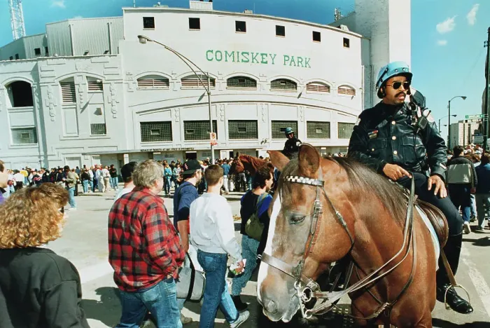 Framed Print : Police Officer Directing Fans Atop Horse Framed Print : Police Officer Directing Fans Atop Horse