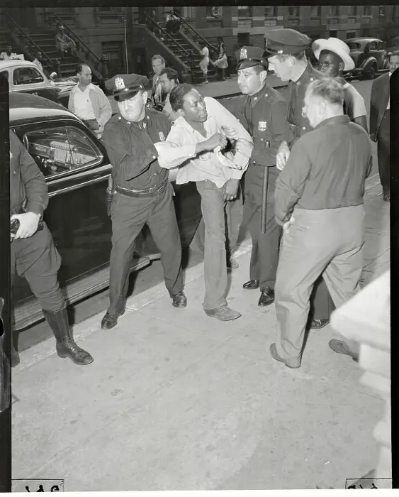 Framed Print : Police officers arrest man in Harlem Riots Framed Print : Police officers arrest man in Harlem Riots
