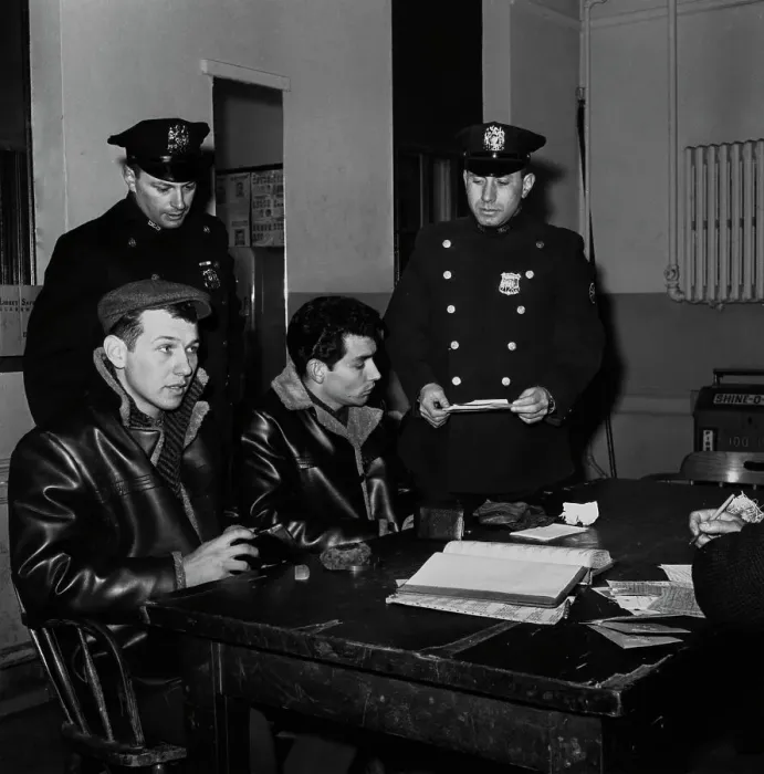 Framed Print : Police Officers With Arrested Men Framed Print : Police Officers With Arrested Men