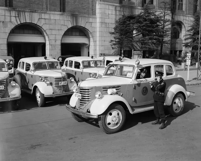 Framed Print : Police Officers and Patrol Cars in Tokyo Framed Print : Police Officers and Patrol Cars in Tokyo
