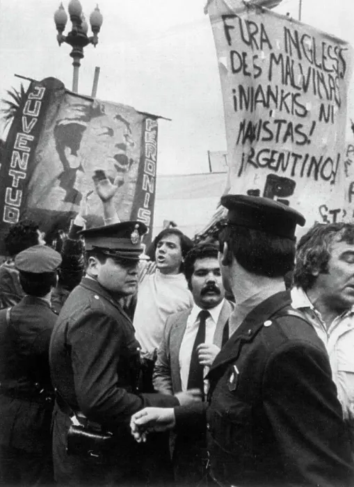 Framed Print : Police Keep Peronista Crowd in Order