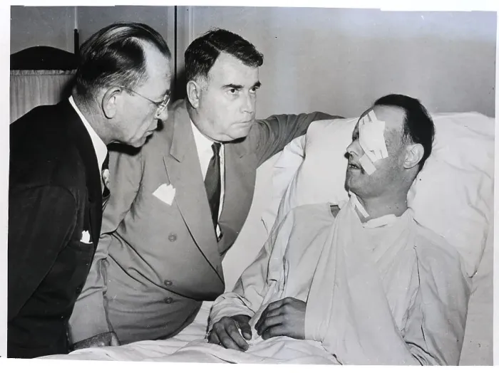 Framed Print : Police Question Victor Reuther in Hospital Framed Print : Police Question Victor Reuther in Hospital