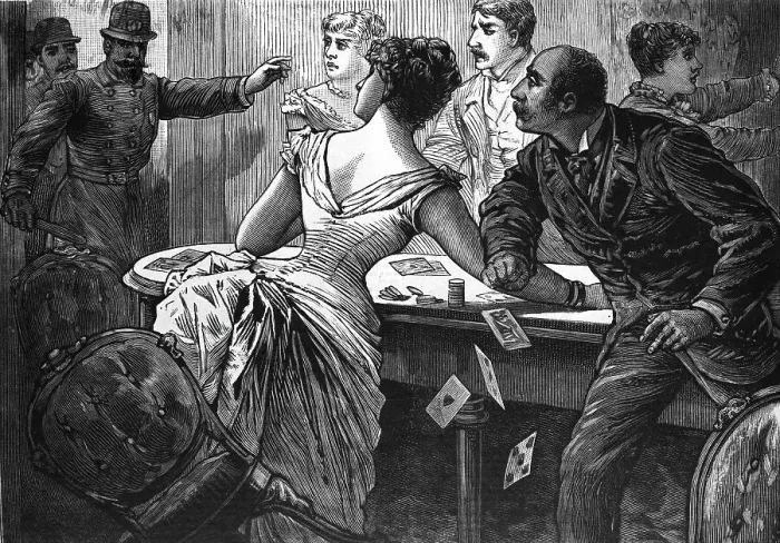 Framed Print : Police Raid Gambling Den W / Proprietress Framed Print : Police Raid Gambling Den W / Proprietress