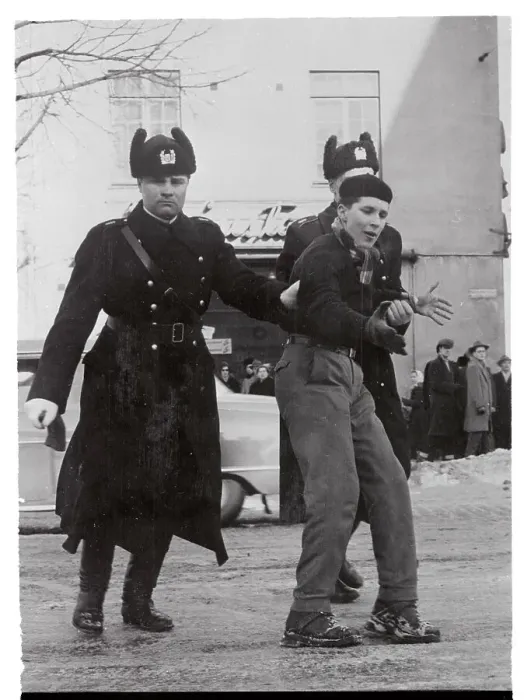 Framed Print : Police Removing a Finnish Striker from Work Site Framed Print : Police Removing a Finnish Striker from Work Site
