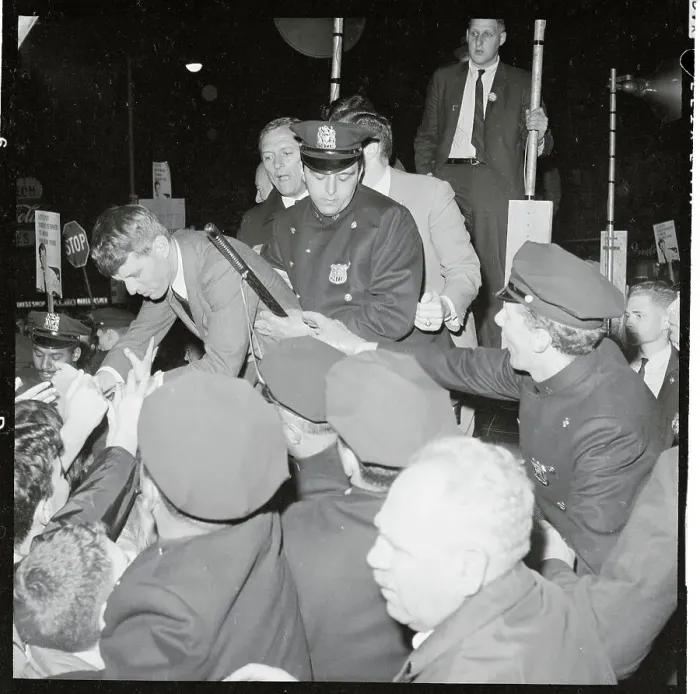 Framed Print : Police Standing Behind Robert F. Kennedy Shaking Hands Framed Print : Police Standing Behind Robert F. Kennedy Shaking Hands