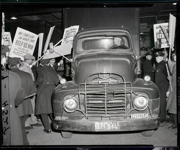 Framed Print : Police Stop Picketers Blocking Truck