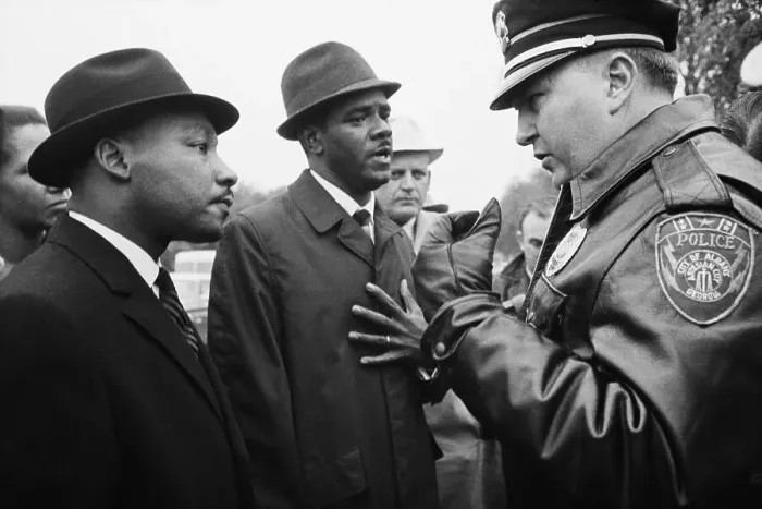 Framed Print : Police Stopping Dr. King And Dr. Anderson Framed Print : Police Stopping Dr. King And Dr. Anderson