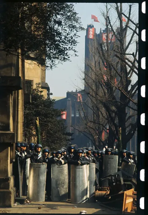 Framed Print : Police Stopping Radical Students Framed Print : Police Stopping Radical Students