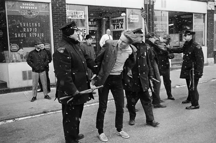 Framed Print : Police Subdue White Students Framed Print : Police Subdue White Students