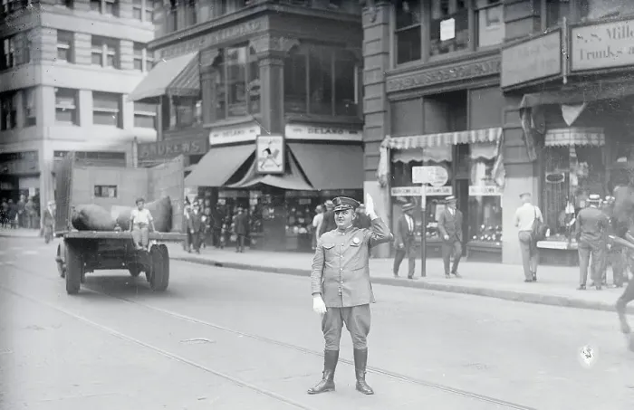 Framed Print : Policeman Directing City Traffic Framed Print : Policeman Directing City Traffic