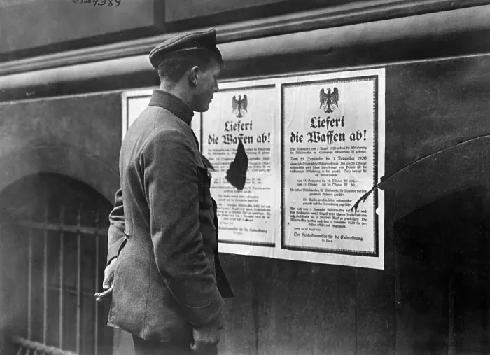 Framed Print : Policeman Reads Proclamation on Wall Framed Print : Policeman Reads Proclamation on Wall