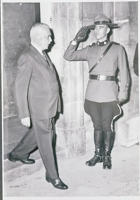Framed Print : Policeman Saluting Louis St. Laurent Framed Print : Policeman Saluting Louis St. Laurent