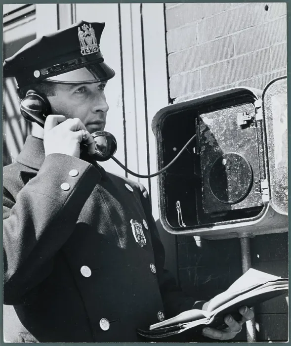 Framed Print : Policeman Talking on Phone Framed Print : Policeman Talking on Phone