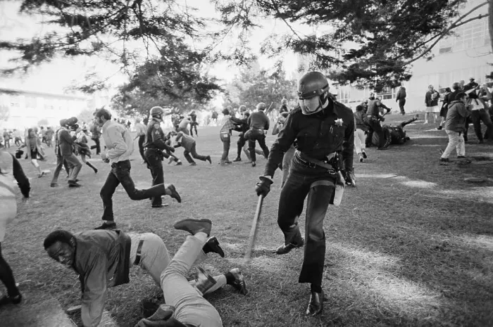 Framed Print : Policemen Breaking up Demonstration Framed Print : Policemen Breaking up Demonstration