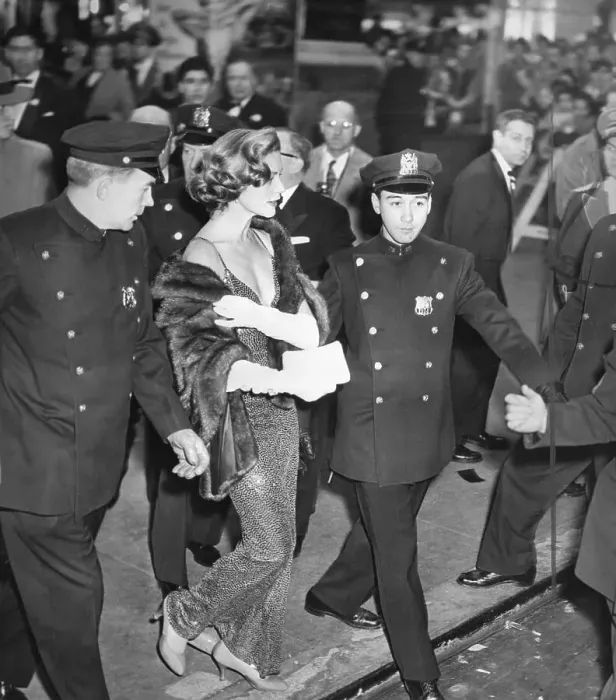 Framed Print : Policemen Escorting Lauren Bacall Framed Print : Policemen Escorting Lauren Bacall