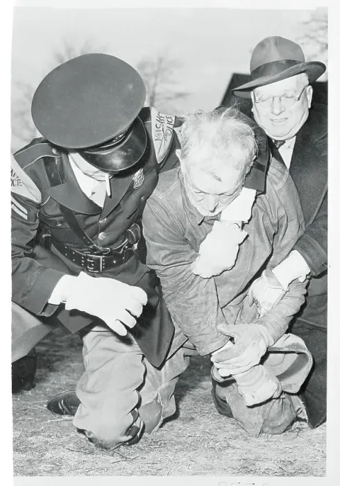 Framed Print : Policemen Holding an Old Man Framed Print : Policemen Holding an Old Man