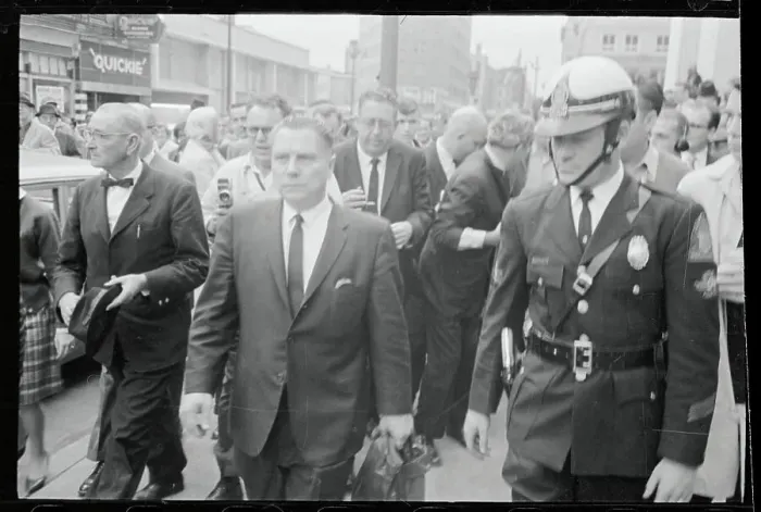 Framed Print : Policemen Leading Jimmy Hoffa Through Crowd Framed Print : Policemen Leading Jimmy Hoffa Through Crowd
