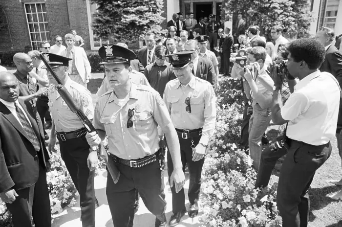 Framed Print : Policemen Leading John Norman Collins Framed Print : Policemen Leading John Norman Collins