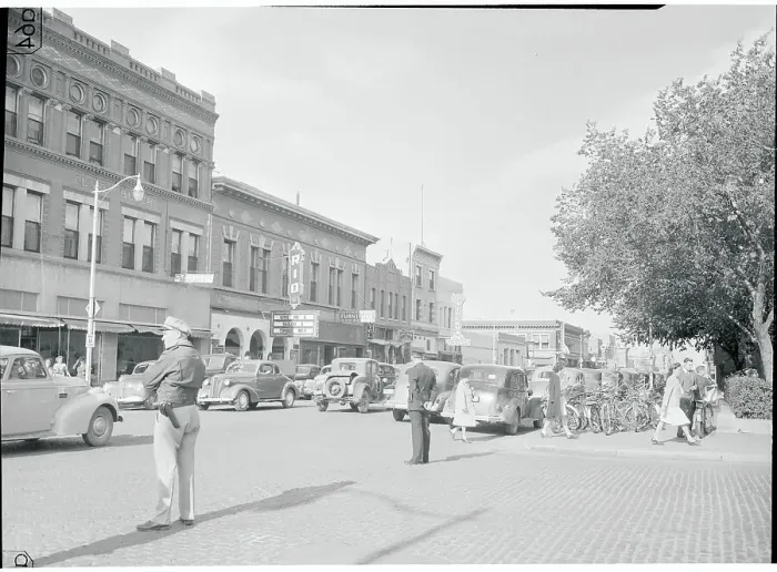 Framed Print : Policemen Observing Traffic on Main Street Framed Print : Policemen Observing Traffic on Main Street