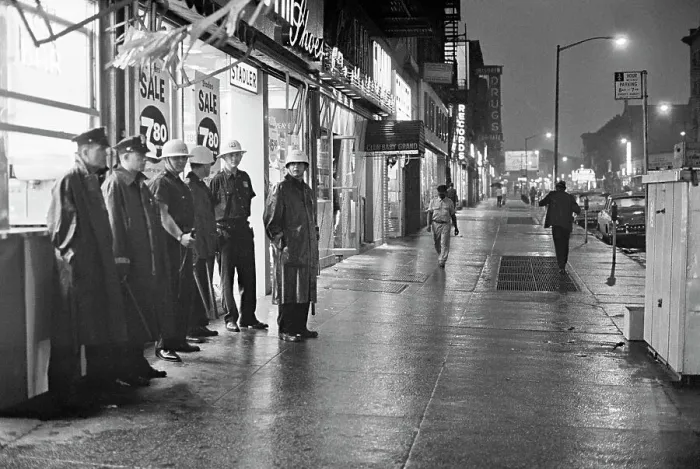Framed Print : Policemen Stand on Corner in Brooklyn Framed Print : Policemen Stand on Corner in Brooklyn