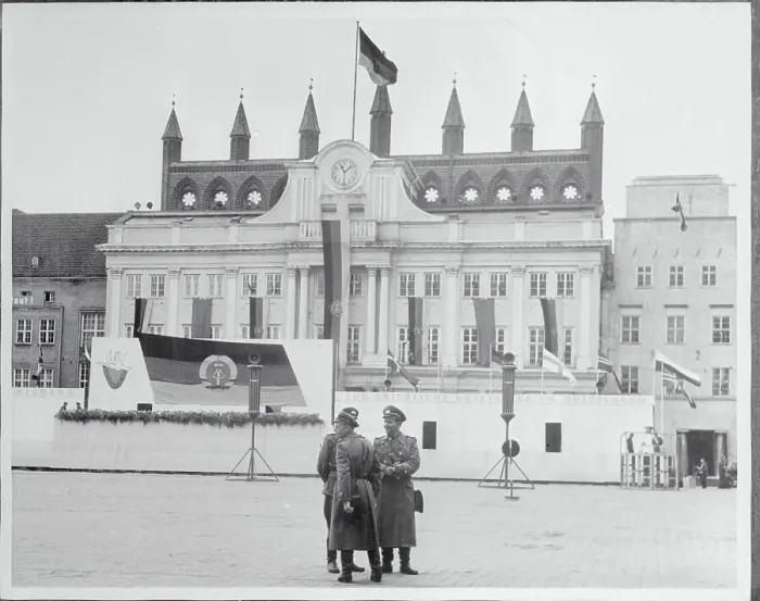 Framed Print : Policemen in Front of Town Hall Framed Print : Policemen in Front of Town Hall